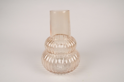 A152K9 Vase en verre p�che D17cm H25.5cm