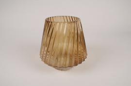 A155K9 Brown glass vase D16cm H17cm