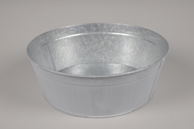 A155KM Whitened zinc bowl planter D30.5cm H11cm