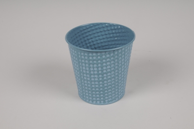 A156KM Blue zinc planter D11cm H10.5cm