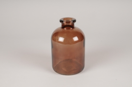 A156R4 Vase bouteille en verre chocolat D10.5cm H17cm