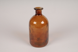 A157NH Vase bouteille en verre ambre D11cm H20.5cm