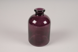 A159R4 Vase bouteille en verre violet D11cm H17cm