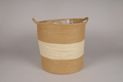 A164MZ Natural and cream seagrass planter basket D31cm H30cm