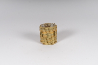 A166MZ Cache-pot panier en jonc naturel D6.5cm H8cm