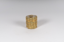 A166MZ Natural cane planter basket 6.5cm H8cm