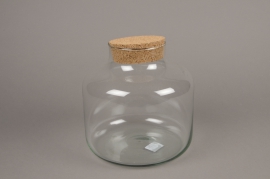 A171I0 Glass vase bottle with cork plug D21cm H21cm