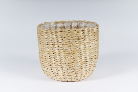 A171MZ Cache-pot panier en jonc naturel D20cm H18cm