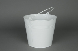 A172KM Natural zinc bucket white D18 H17cm
