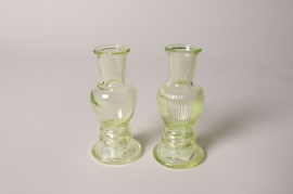 A174PM Green assorted Glass candle holder H11.5cm