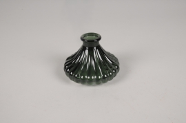 A175R4 Green glass bottle vase D10cm H7cm