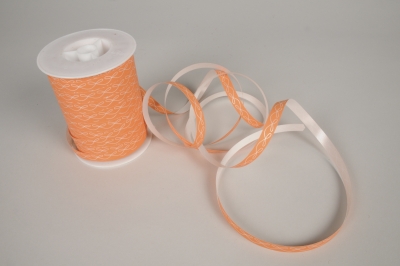 A176RB Bolduc mat orange avec motif 10mm x 250m