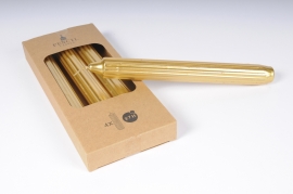A178PM Box of 4 gold torch candles 20cm