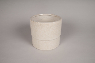 A179L1 Cache-pot en c�ramique beige D16.5cm H15.5cm