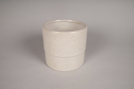 A179L1 Cache-pot en céramique beige D16.5cm H15.5cm