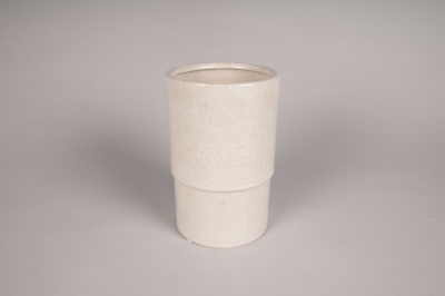 A180L1 Vase en c�ramique beige D13.5cm H20.5cm