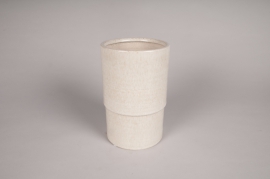 A180L1 Vase en céramique beige D13.5cm H20.5cm