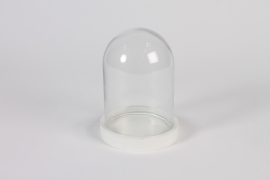 A180PM Cloche en verre avec plateau bois D11.5cm H16cm
