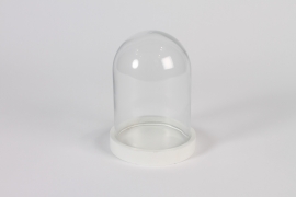 A180PM Glass dome with wooden tray D11.5cm H16cm