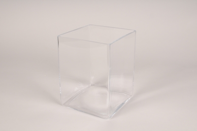 A186W3 Vase carr� en verre 15x15cm H19.5cm