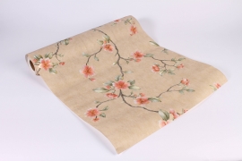 A187RB Cream paper roll with flowers pattern 53cmx10m