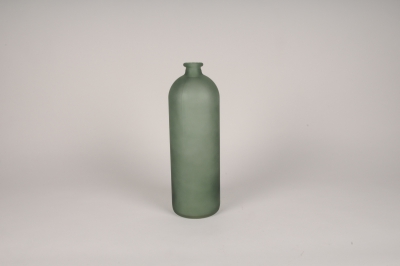 A189NH Green frosted glass bottle vase D13cm H41cm