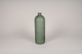 A189NH Vase bouteille en verre givré vert D13m H41cm