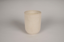 A190L1 Vase en terre cuite beige D14.5cm H20cm