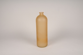 A190NH Vase bouteille en verre givré ocre D13m H41cm
