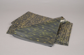 A193BD Paquet de 50 sachets papier métal noir et or 16x25cm