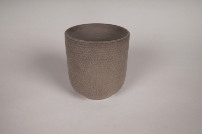 A195L1 Cache-pot en terre cuite brun D10.5cm H11.5cm