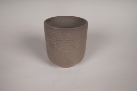 A195L1 Cache-pot en terre cuite brun D10.5cm H11.5cm