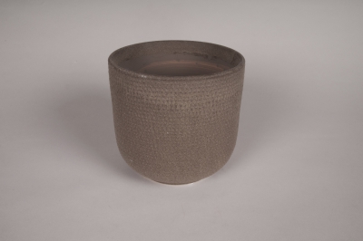 A196L1 Cache-pot en terre cuite brun D13.5cm H13cm