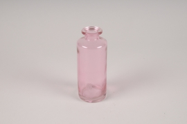 A196NH Vase bouteille en verre rose D5cm H13cm