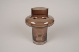 A197R4 Vase en verre brun D16cm H20cm
