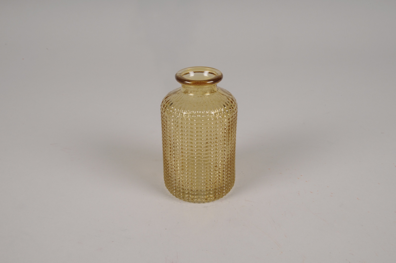 Vase bouteille en verre jaune D6cm H10cm