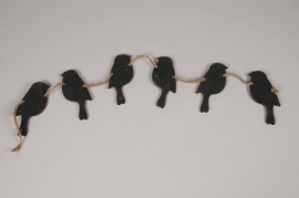 A199U7 Black wooden birds garland L58cm