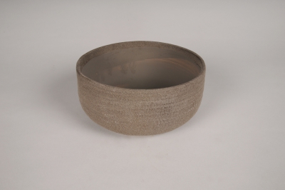 A201L1 Brown terracotta bowl planter D19.5cm H9cm