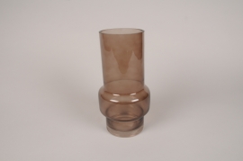 A201R4 Vase en verre brun D12cm H25cm