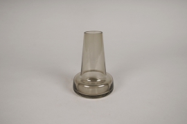 A204W3 Vase soliflore en verre avec col gris D8cm H12cm