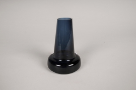 A205W3 Vase soliflore en verre avec col bleu D8cm H12cm