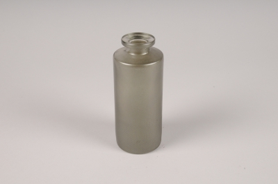 A207NH Vase bouteille en verre gris D5cm H13cm