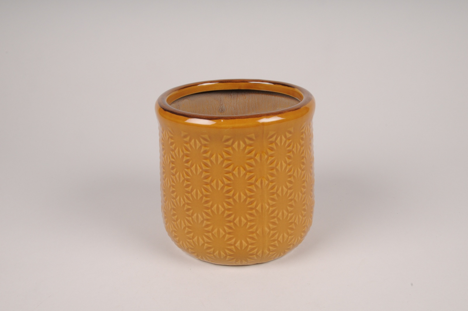 Yellow ceramic planter D14cm H13cm