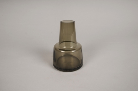A207W3 Vase soliflore en verre avec col gris D8cm H12cm