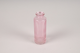 A208NH Vase bouteille en verre rose D5cm H13cm