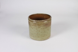 A209LE Cache-pot en céramique vert D17.5cm H16.5cm
