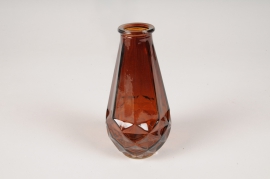 A209NH Vase bouteille en verre ambre D7cm H14cm