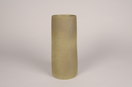 A212QS Vase en terre cuite vert D12cm H28.5cm