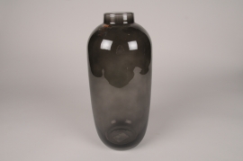 A213R4 Vase en verre fumé noir D16cm H35cm