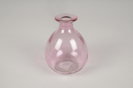 A217NH Vase en verre rose D9cm H12cm
